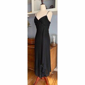 Vtg Y3K Next Up Black Sparkly Shimmer Midi Dress Layered Whimsy Goth Prom S/M